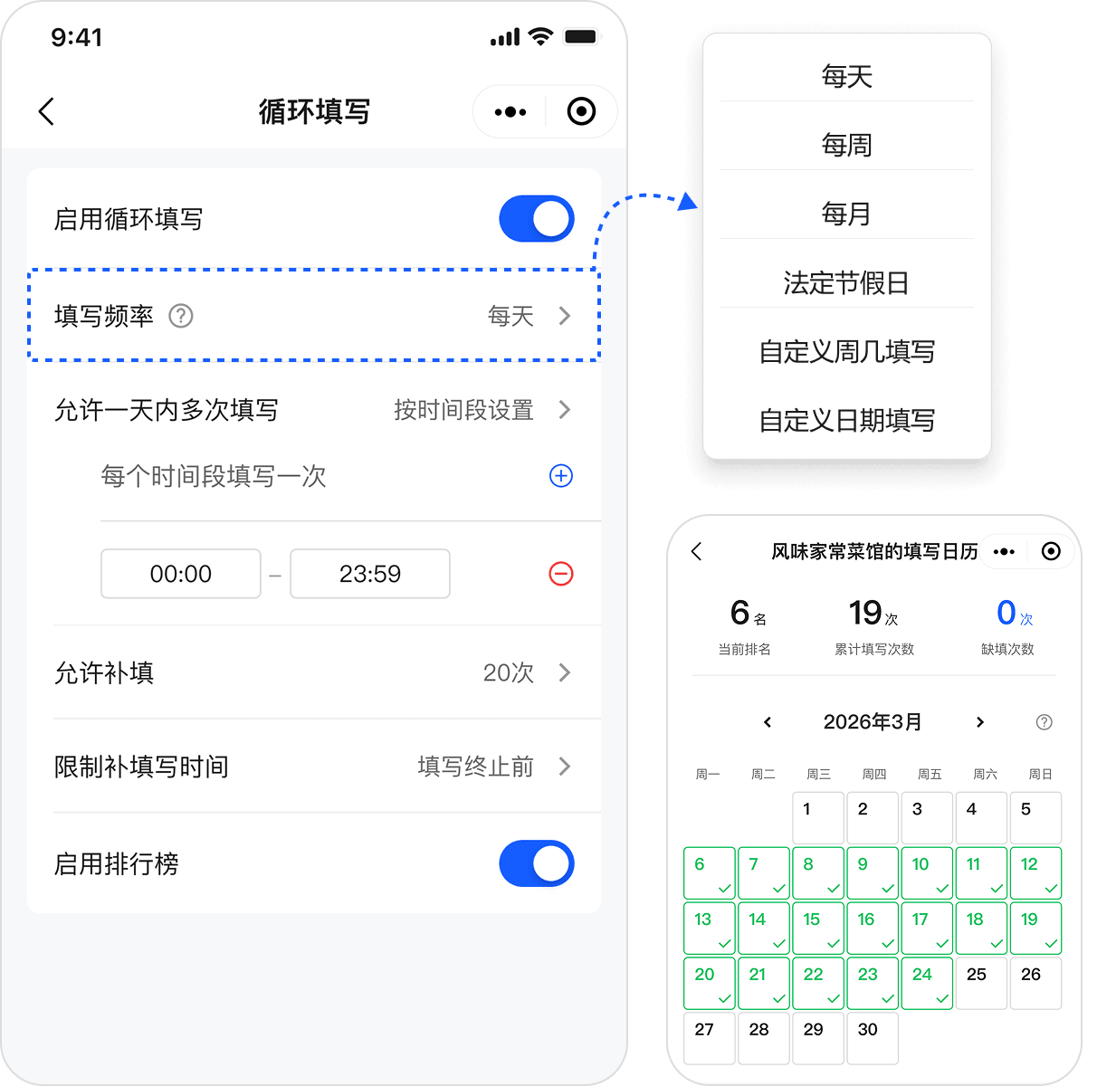 支持循环填写,无需重复发布表单